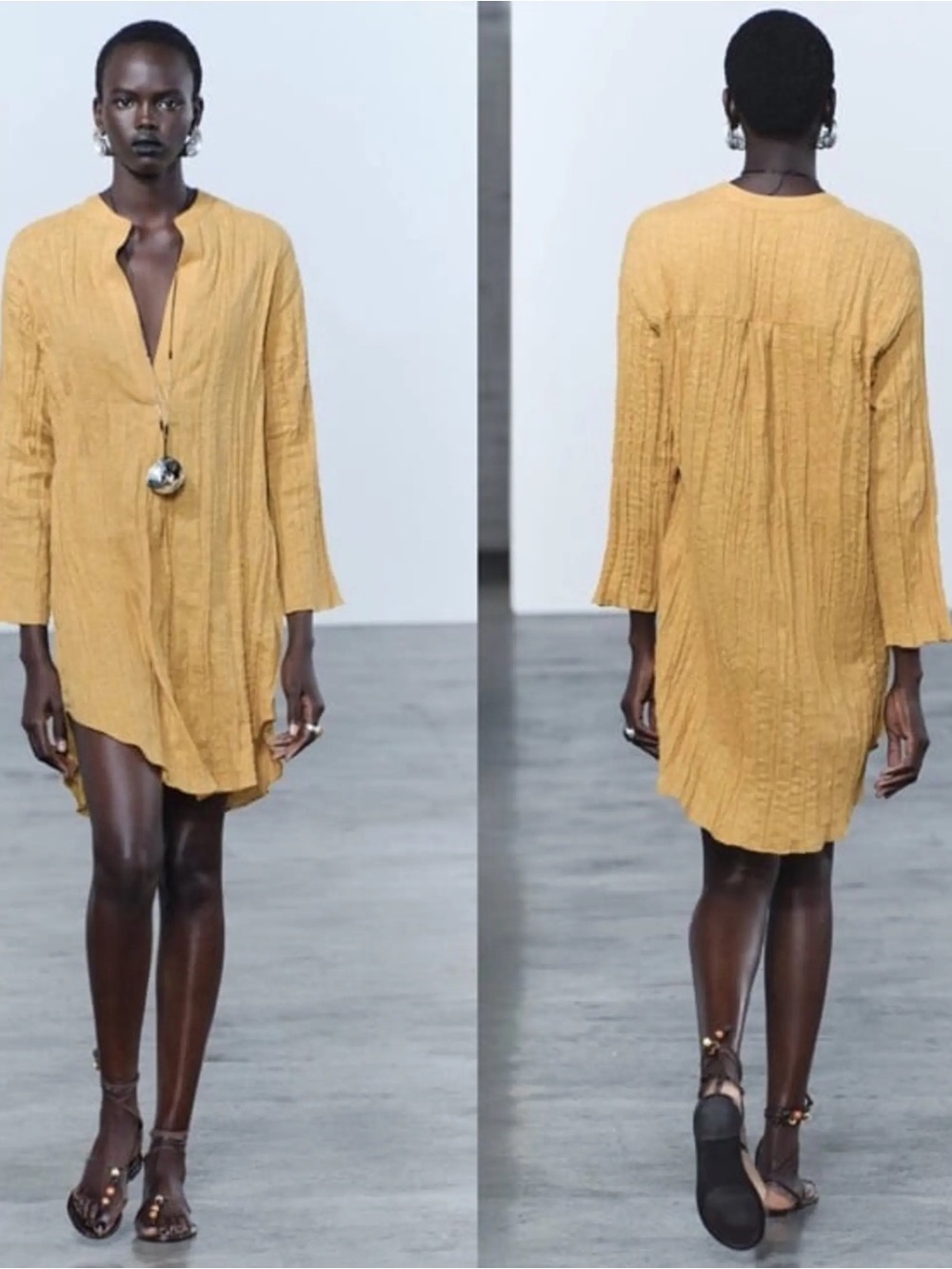 ZARA Lightweight Mustard Textured Tunic